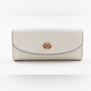 Coach Slim Envelope Wallet With Charms, Crossgrain Cream Leather, Like New